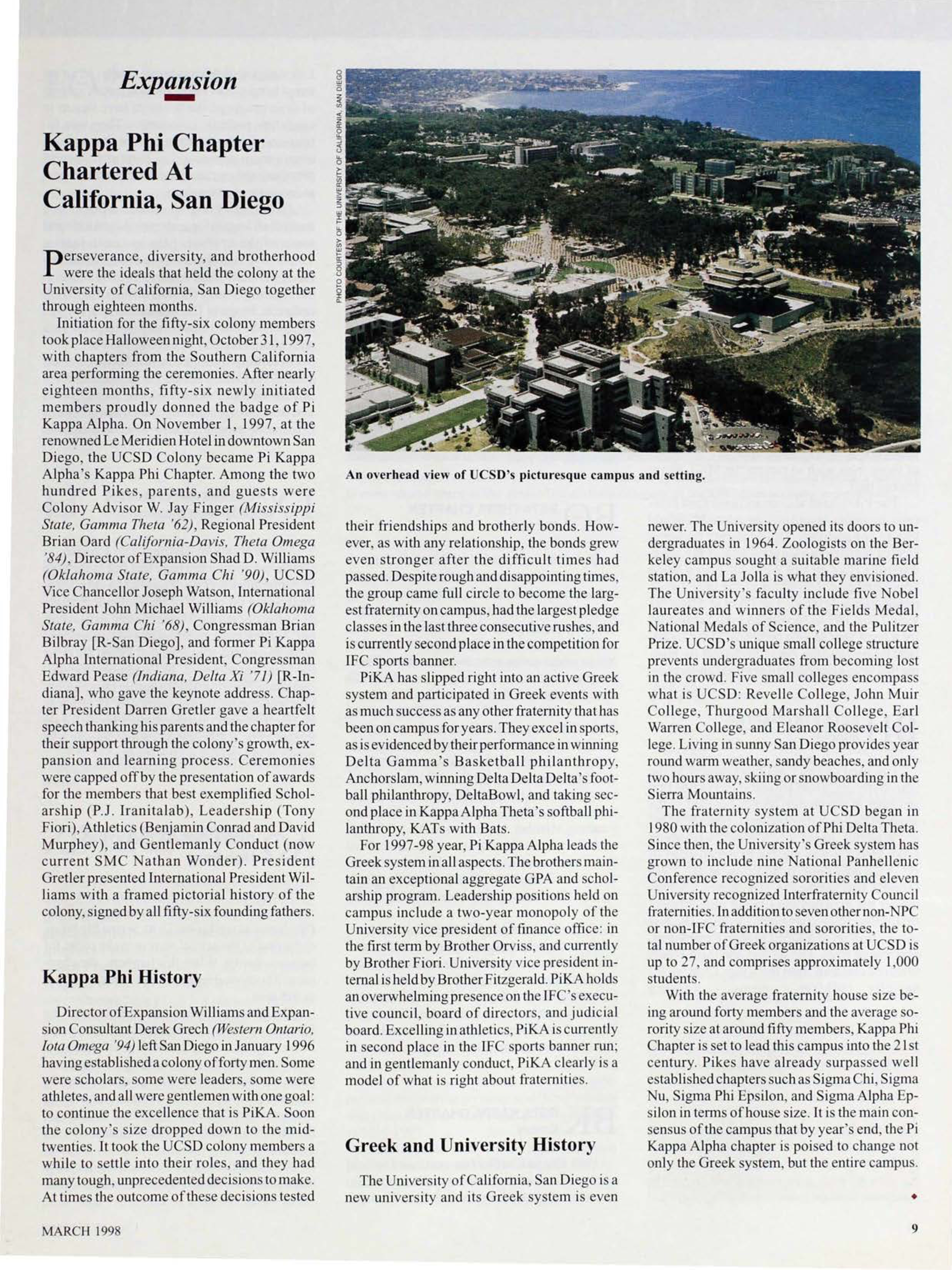 Expansion: Kappa Phi Chapter Chartered at California, San Diego